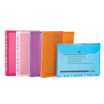 Bolsa Catalogo A4 (micas) c/Fole Fecho Botao Transp - Azul