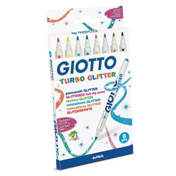Marcador Feltro Giotto Turbo (Glitter) 8 Cores