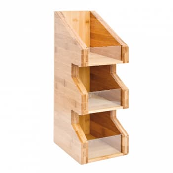 Organizador Copos / Tampas / Palhinhas Bambu 15x18x40cm