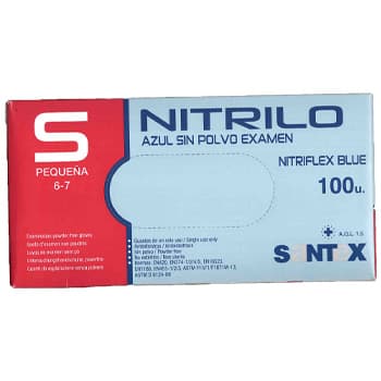 Luvas Nitrilo s/Pó Azul Tamanho (S) (Pack 100un)