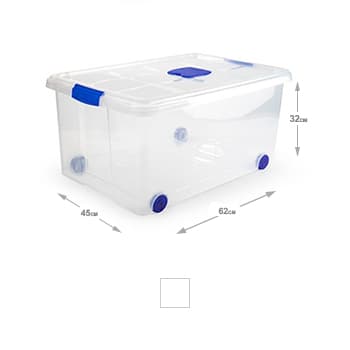 Caixa Plástico Rodas 62x45x32cm 57 Litros
