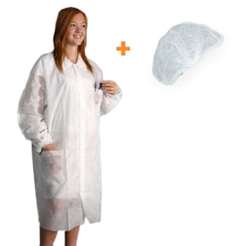Bata de Proteção + Touca Descartáveis Branco 1un
