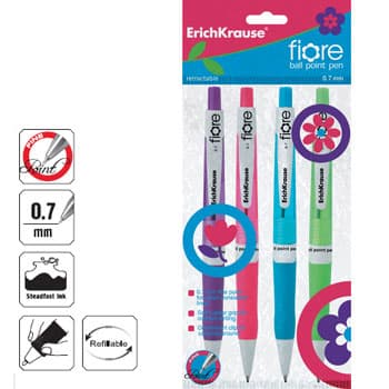 Esferografica EK Fiore 0,7 Retractil - Blister 4un