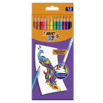 Lapis Cor c/Borracha 18cm Bic Evo Illusion Cx Cartao 12un