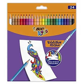 Lapis Cor c/Borracha 18cm Bic Evo Illusion Cx Cartao 24un