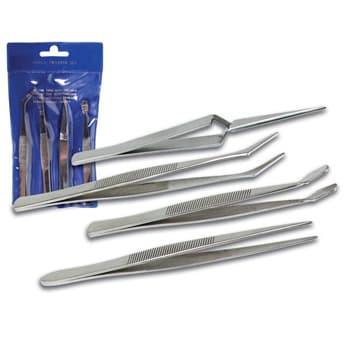 Set de 4 pincas em aco inoxidavel antimagnetico