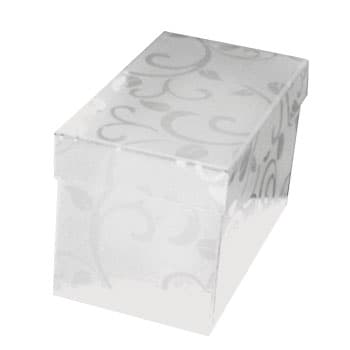 Caixa Arquivo Cds em Cartao Forrado Estilo Barroco Branco