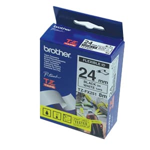 Fita Laminada Flexivel 24mmx8mts Branco/Preto
