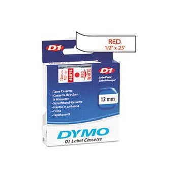 Fita Gravacao Dymo 12mmX7m Branco/Vermelho (45015)
