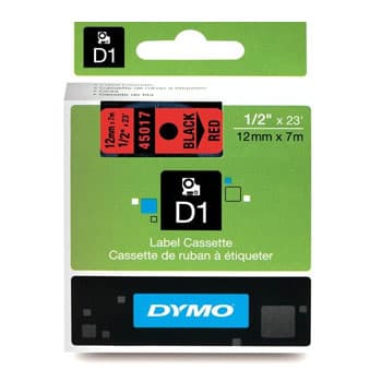 Fita Gravacao Dymo 12mmX7m Vermelho/Preto (45017)