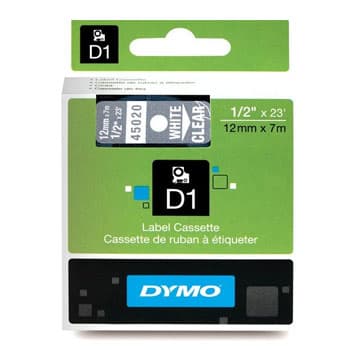 Fita Gravacao Dymo 12mmX7m Transparente/Branco (45020)