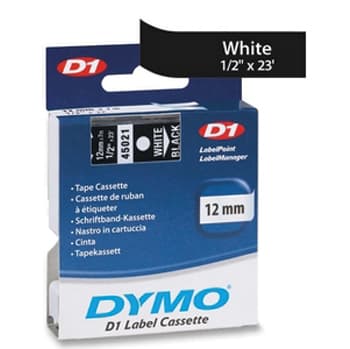 Fita Gravacao Dymo 12mmX7m Branco/Preto (45021)