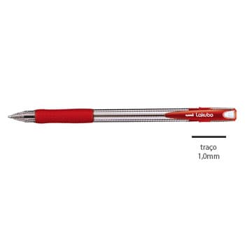 Esferografica Uni Lakubo SG100 Ruber Grip 1,0mm Vermelho-12u