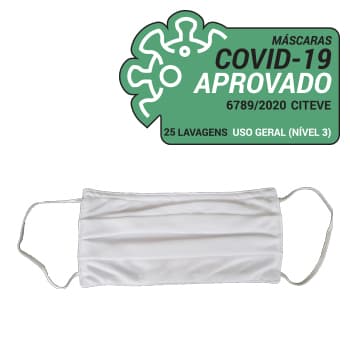 Máscara Reutilizável 50 Lavagens Adulto Branco 3un