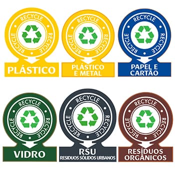 Sinaletica Separacao Residuos Plastico Adesivo 141x110mm 6un