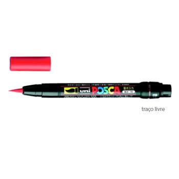 Marcador Uniball Posca Pincel PCF-350 1-10mm Vermelho 1un
