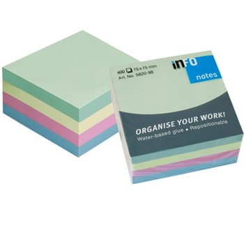 Bloco (Cubo) Adesivo Cores Pastel 75x75mm 400 Folhas