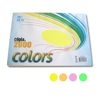 Papel Fotocopia A4 80gr 4 Cores Fluorescentes 4x25=100Fls