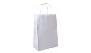 Saco Papel Branco 26+14x32cm c/Asa - 1un