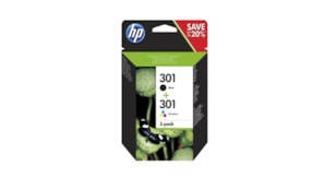 Pack Tinteiros HP 301 Preto/Cor N9J72AE 3ml/3ml