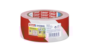 Fita Adesiva PVC Sinalização Vermelho/Branco Tesa 50mmx33mts