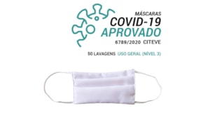 Máscara Reutilizável 50 Lavagens Adulto Branco Pack 3un