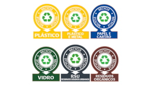 Sinaletica Separacao Residuos Plastico Adesivo 141x110mm 6un