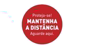 Sinalética MANTENHA A DISTÂNCIA Vinil Portas 347x347mm