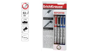 Esferografica EK Reporter 0,5  - Blister 2 Azul 1Preto 1Verm