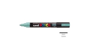 Marcador Uniball Posca PC5M 1,8mm Verde Metalico-1un. O POSCA de ponta média é adequado para os artistas e os profissionais criativos os amantes de trabalhos de scrapbooking; os apaixonados de decoração de interiores, os surfistas e skaters