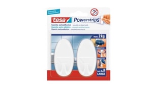 Gancho Oval Tesa Powerstrips + 4 Tiras Large Branco 2un