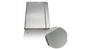 Bloco Notas Pautado 21,5x14,5cm Semi Pele Cinza 116 Folhas