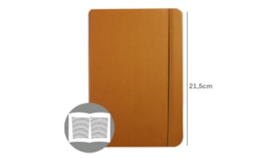 Bloco Notas Pautado 21,5x14,5cm Semi Pele Camel 116 Folhas )