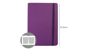 Bloco Notas Pautado 21,5x14,5cm Semi Pele Roxo 116 Folhas
