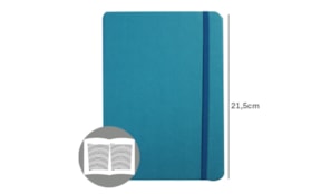 Bloco Notas Pautado 21,5x14,5cm Semi Pele Azul Turque 116Fls